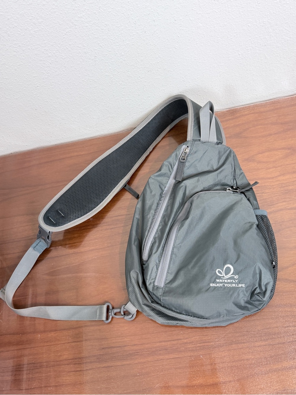 Waterfly Gray Lightweight Crossbody Packable Sling Bag